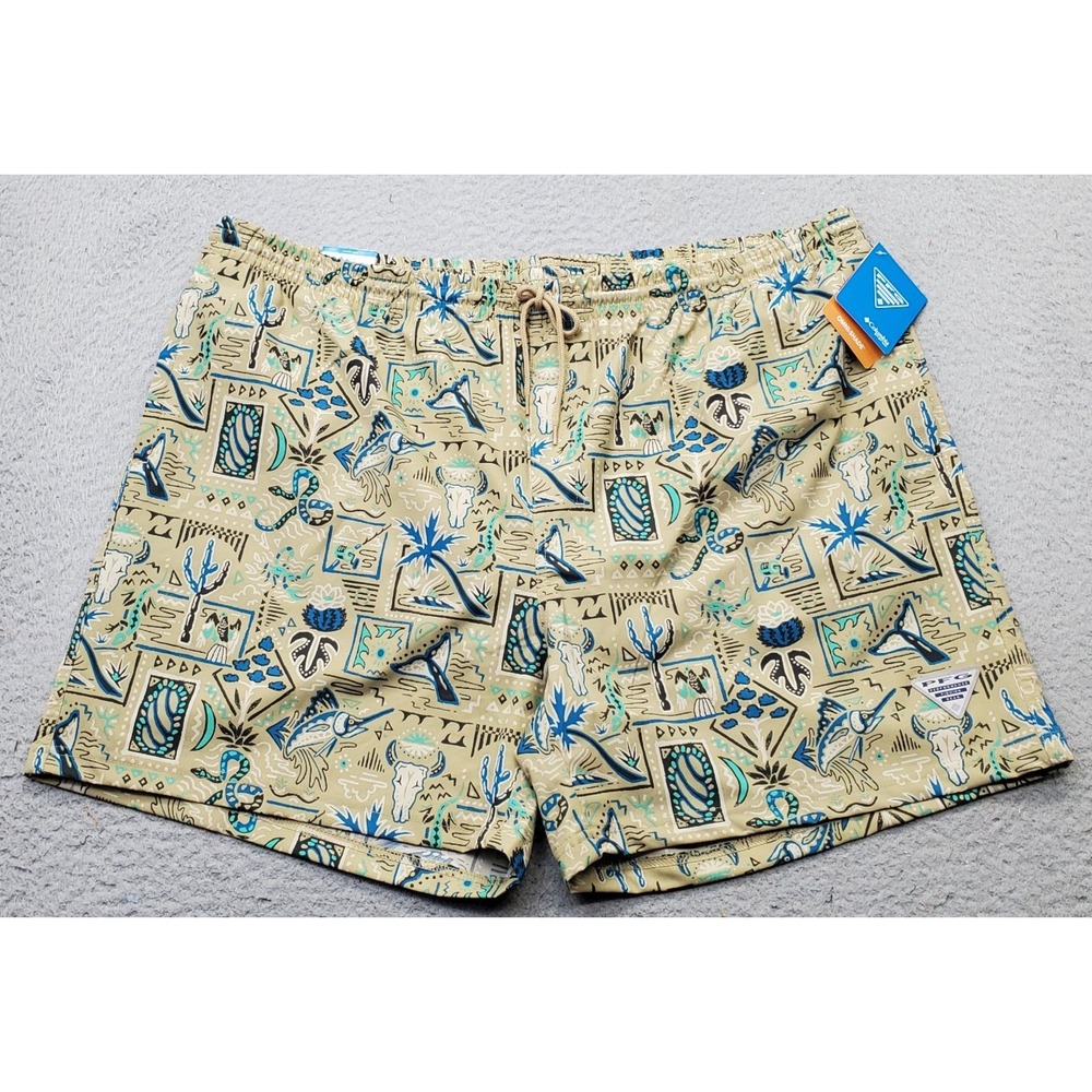 Columbia PFG Rambler Swim Short Men XXL Multi Printed Lined Performance Swimwear